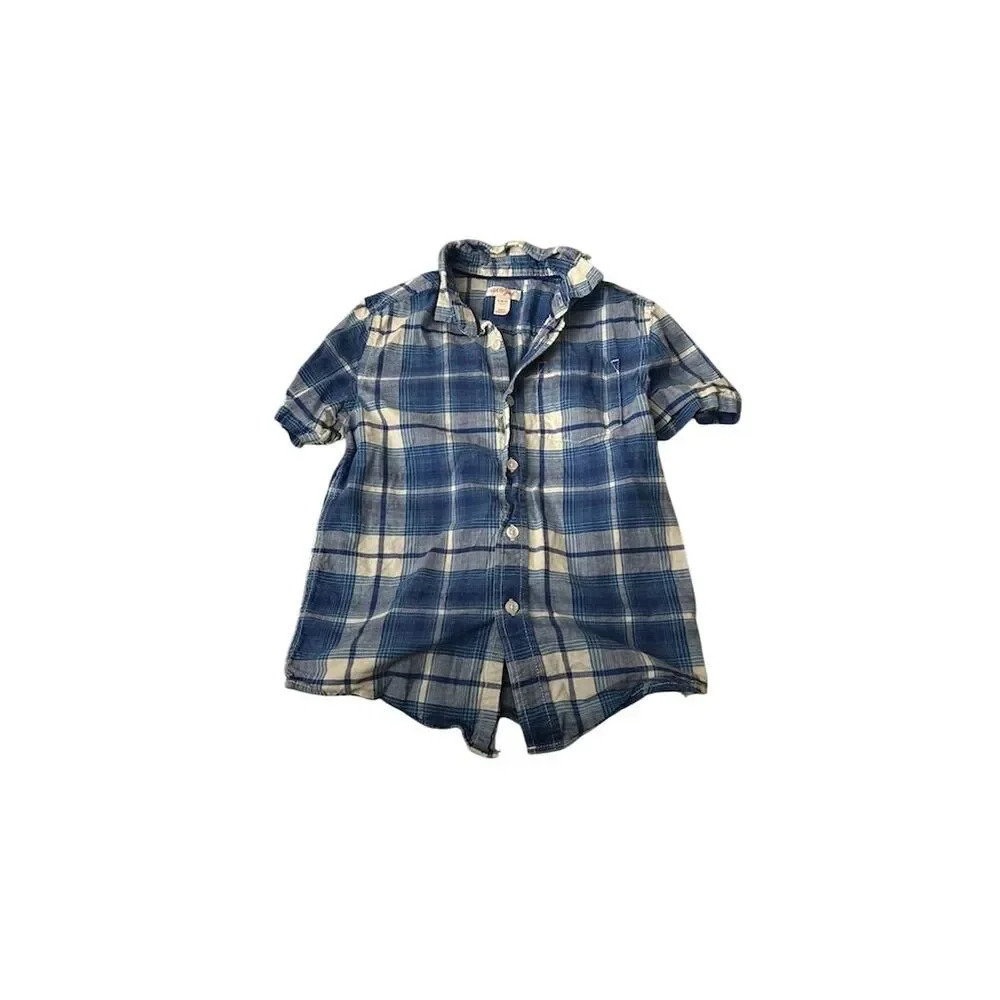 Cat & Jack Kids Plaid Short Sleeve Button-Up Shirt Blue/White Size S 6/7
#078